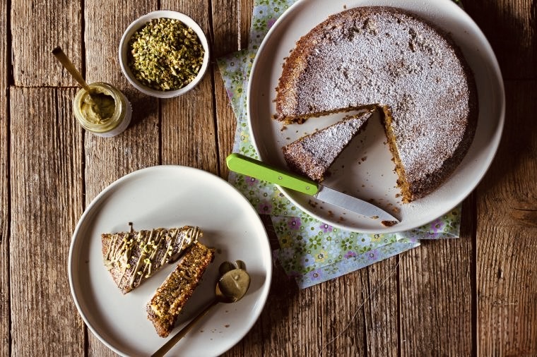 Sicilian Caprese al Pistacchio cake, a traditional Italian dessert