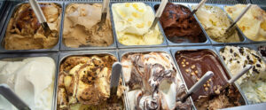 Display window ingelateria traditional italian gelato texture