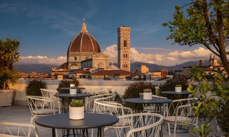 Florence skyline with Duomo and terrace dining experience