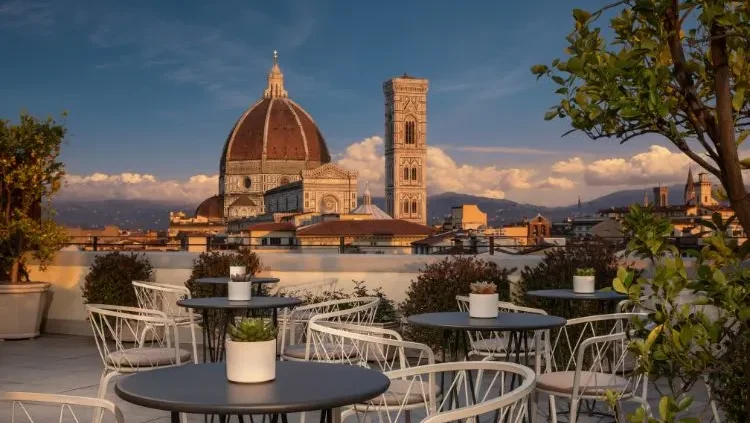 Florence skyline with Duomo and terrace dining experience