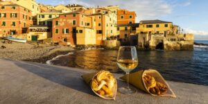 Eine and ligurian street food by thr sea on the Italian Riviera