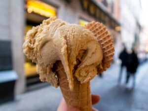 authentic italian gelato soft texture and traditional waffle