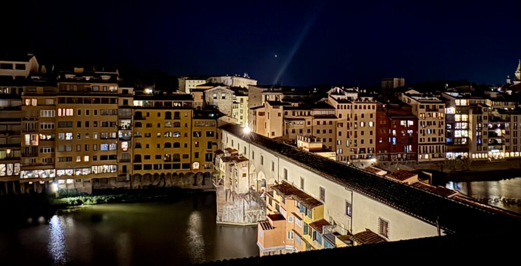 Ponte vecchio at nigt Florence food tour evening