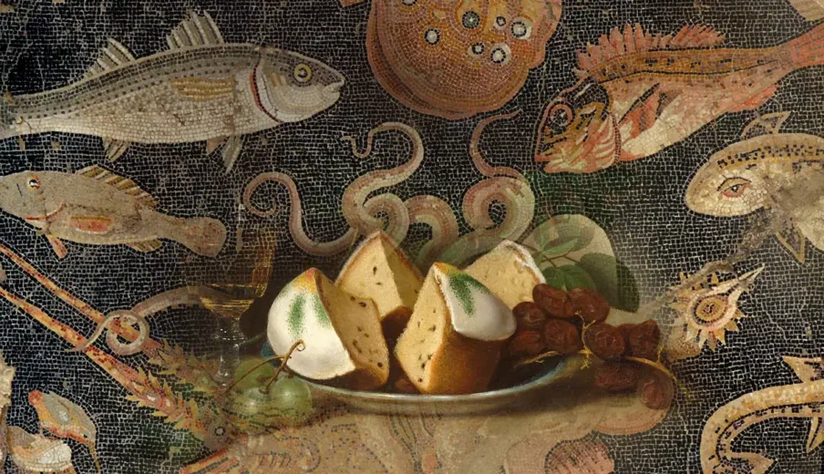 Ancent Roman food depicted in Roman fresco