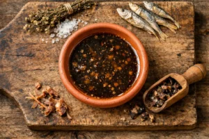 Garum fermented fish sauce used in ancient Roman cooking
