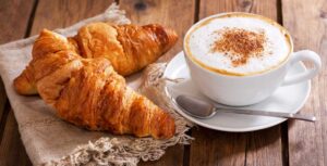 classic italian breakfast cappuccino and cornetto