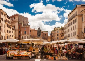 food market in Rome where locals buy fresh food